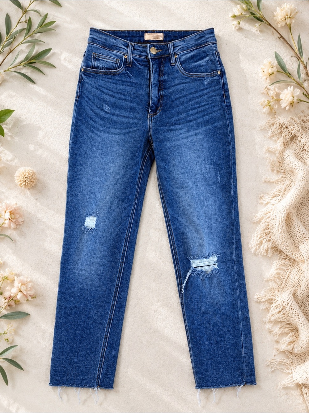 KUT from the Kloth Rachael High Rise Fab Ab Mom Jeans Distressed Raw Hem Size 0
